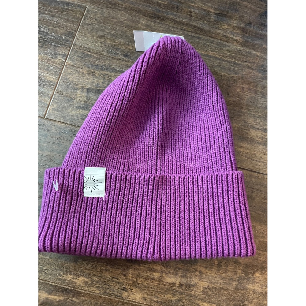 OFFLINE by Aerie Beanie Womens OS Purple Ribbed Knit Cotton Winter Hat Cozy